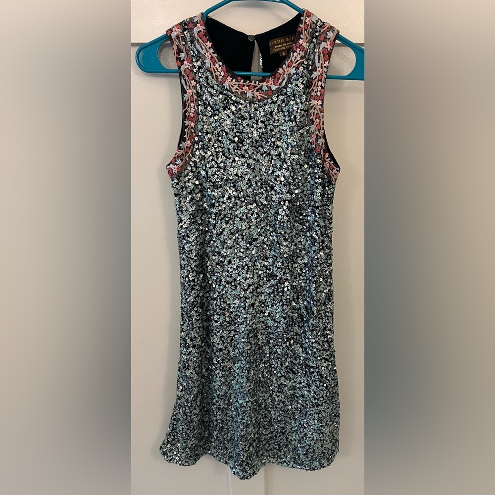 Anthropologie - Varun Bahl Sequin Tank Dress in Iridescent Aqua-Silver